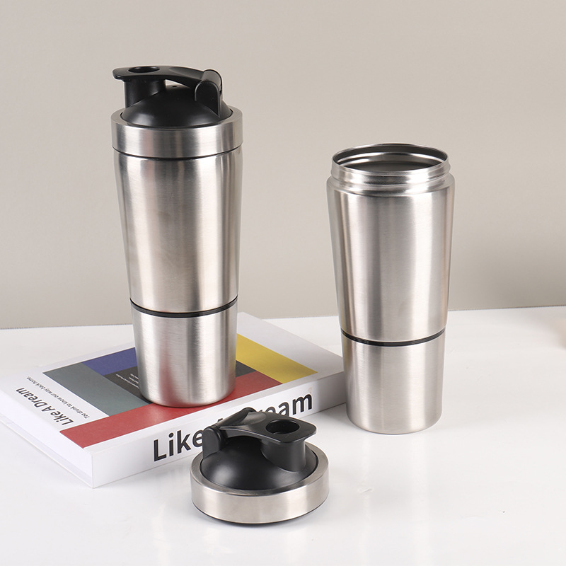 Nutrition In Fitness - Stainless Steel Protein Shaker Cup Portable