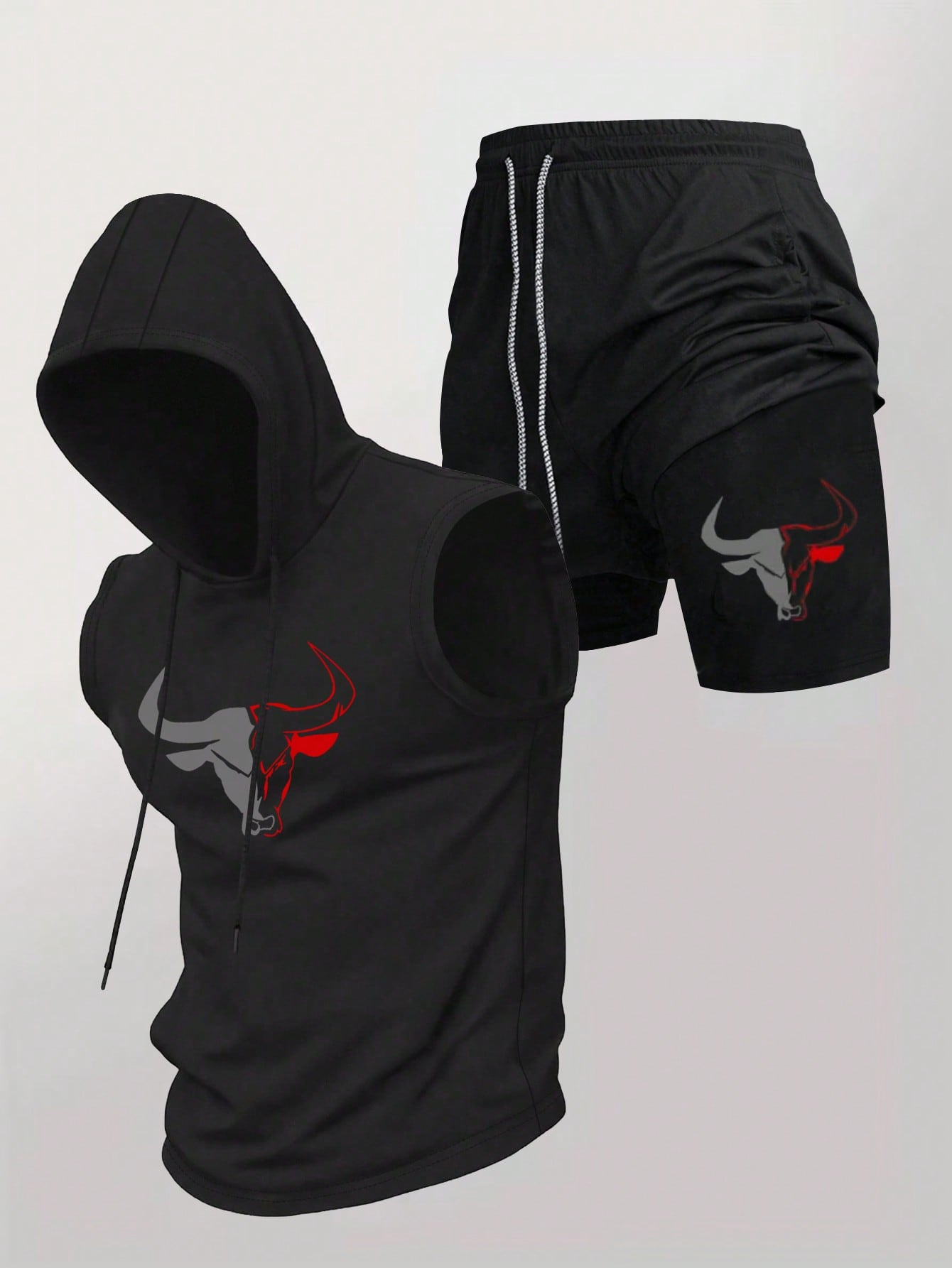 Fitness & Nutrition Lab - Men's 2 Piece Black Sleeveless Hooded